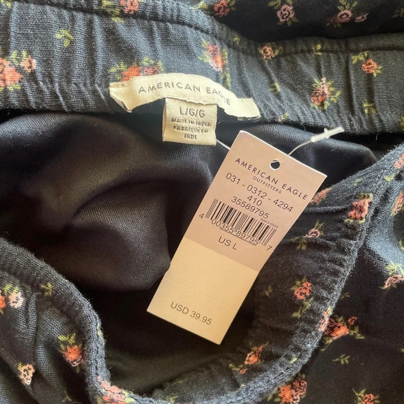 American Eagle Outfitters Skirt Women's Sz L Blue Floral Back Zip Mini A-Line - Picture 10 of 11